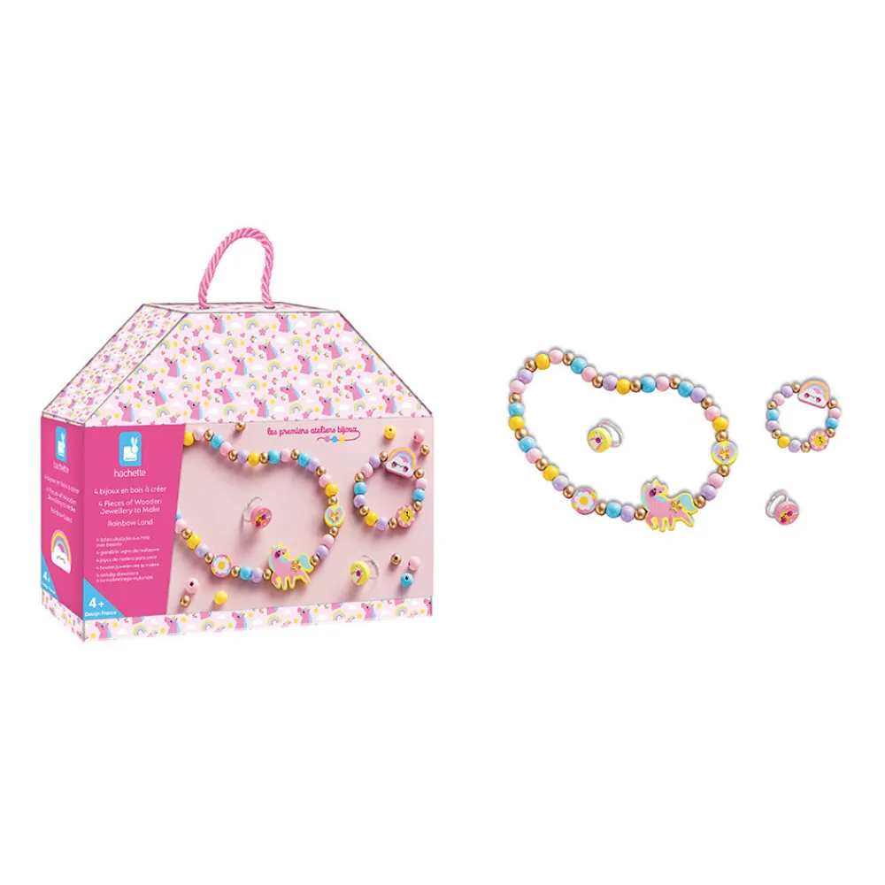 Janod Collection "Les Ateliers Bijoux" & Les Perles*4 Bijoux En Bois A Créer - Rainbow Land