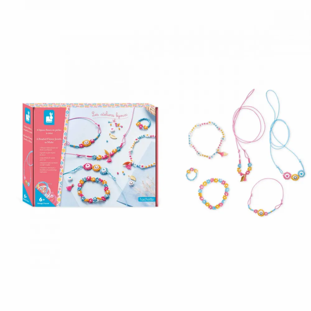 Janod Collection "Les Ateliers Bijoux" & Les Perles*6 Bijoux Fleurs en Perles à Créer