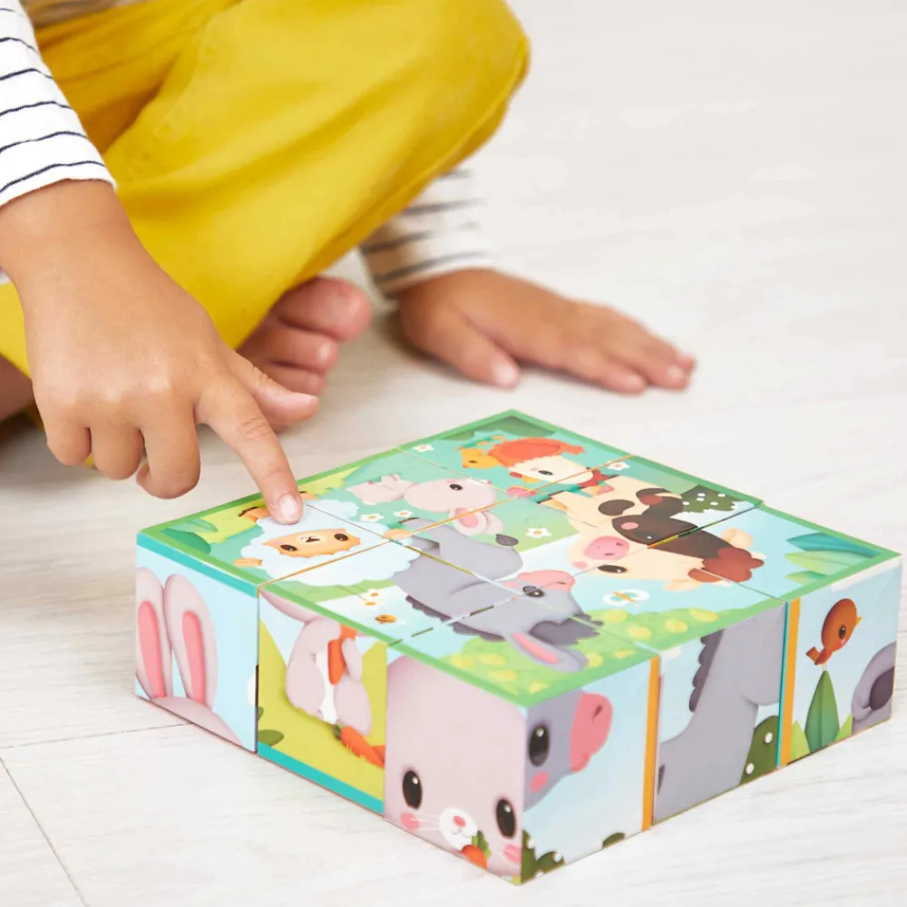 Janod Tracteurs & Animaux De La Ferme|Cubes & Pyramides*9 Cubes Animaux De La Ferme