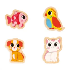 Janod Puzzles En Bois Premier Âge|Puzzles En Bois Premier Âge*4 puzzles Evolutifs Animaux de Compagnie