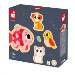 Janod Puzzles En Bois Premier Âge|Puzzles En Bois Premier Âge*4 puzzles Evolutifs Animaux de Compagnie