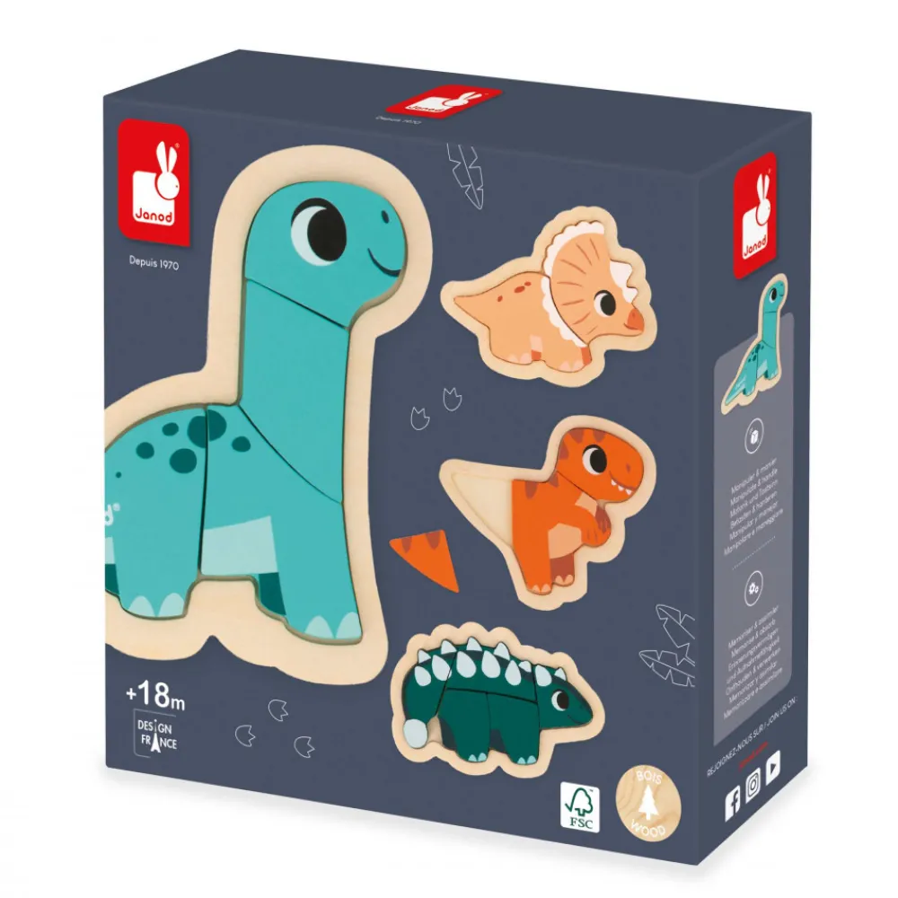 Janod Puzzles En Bois Premier Âge|Puzzles En Bois Premier Âge*4 Puzzles Evolutifs Dino