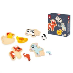 Janod Tracteurs & Animaux De La Ferme|Puzzles En Bois Premier Âge*4 Puzzles Evolutifs Ferme