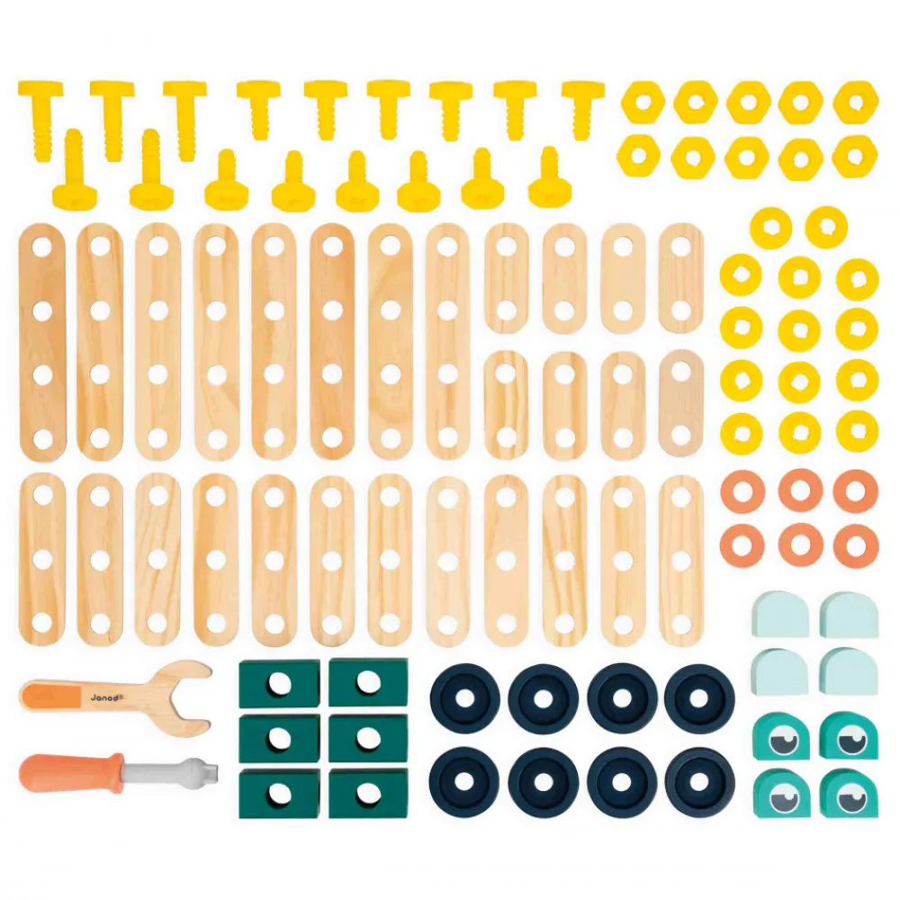 Janod Établis, Outils & Bricolage*Baril Brico'Kids 100 pièces (bois)