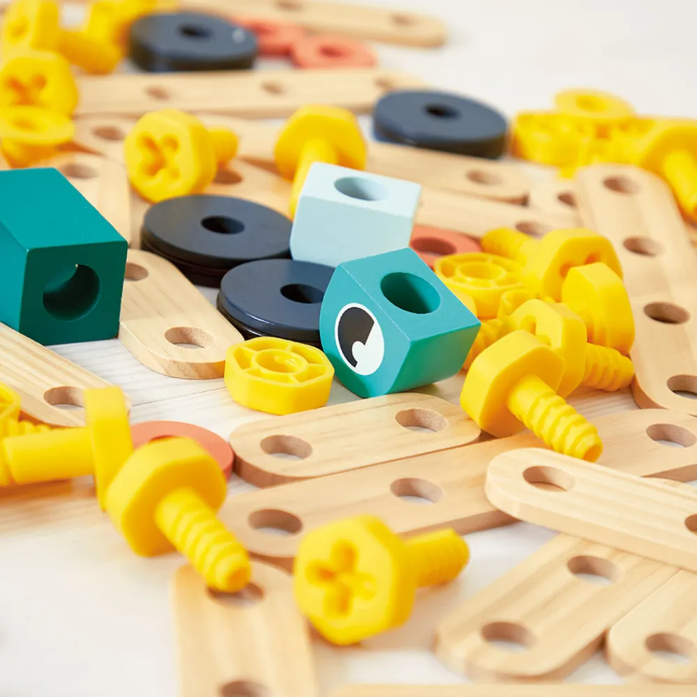Janod Établis, Outils & Bricolage*Baril Brico'Kids 100 pièces (bois)