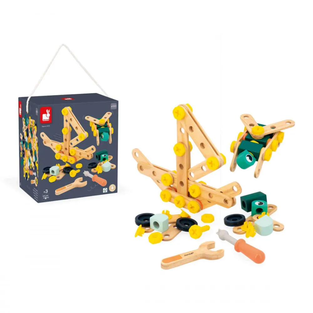 Janod Établis, Outils & Bricolage*Baril Brico'Kids 100 pièces (bois)