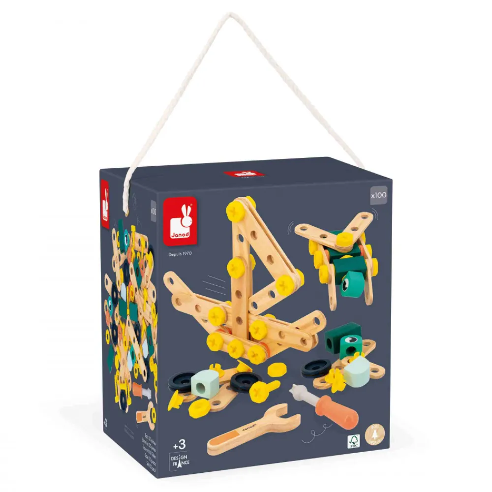 Janod Établis, Outils & Bricolage*Baril Brico'Kids 100 pièces (bois)