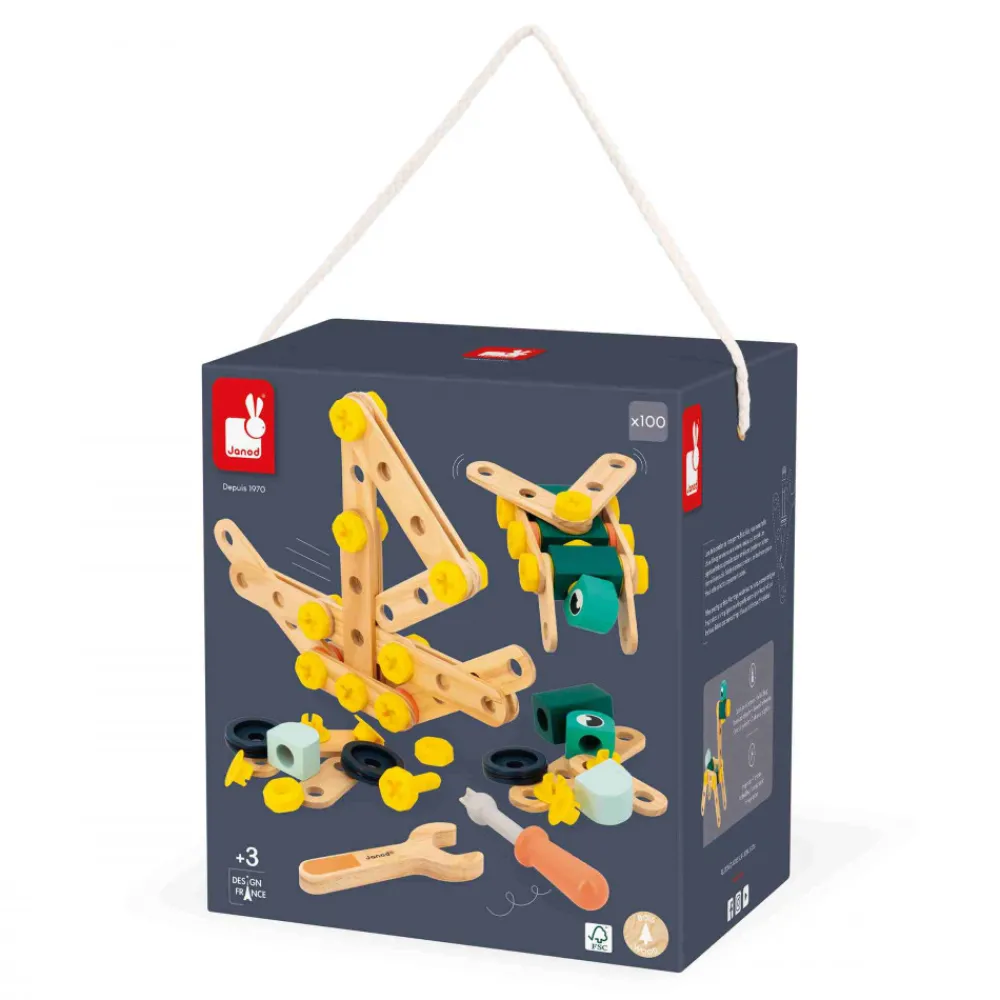 Janod Établis, Outils & Bricolage*Baril Brico'Kids 100 pièces (bois)