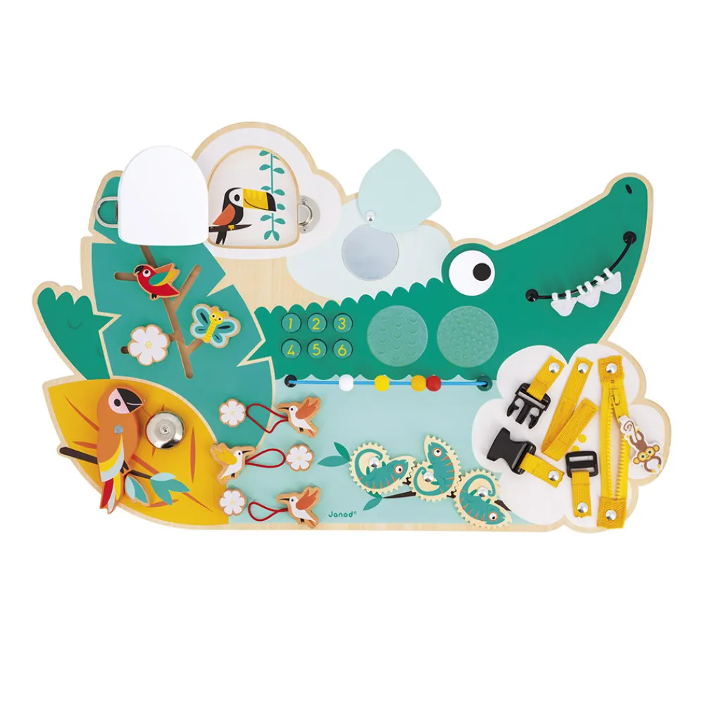 Janod Bouliers, Loopings & Panneaux D'Activités|Manipulation & Encastrement*Busy-board Crocodile en bois Tropik