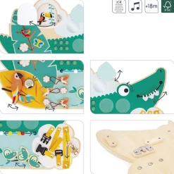 Janod Bouliers, Loopings & Panneaux D'Activités|Manipulation & Encastrement*Busy-board Crocodile en bois Tropik