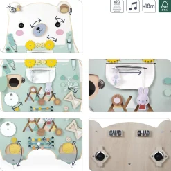 Janod Bouliers, Loopings & Panneaux D'Activités|Manipulation & Encastrement*Busy-board Ourson en bois Pure