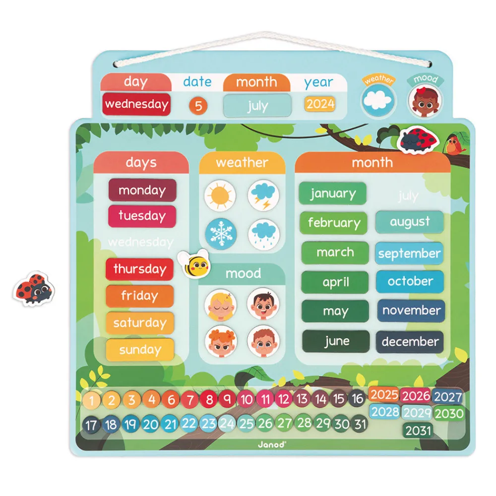 Janod Jeux Éducatifs Primaire|Jeux Éducatifs Maternelle*Calendrier Magnétique - Anglais