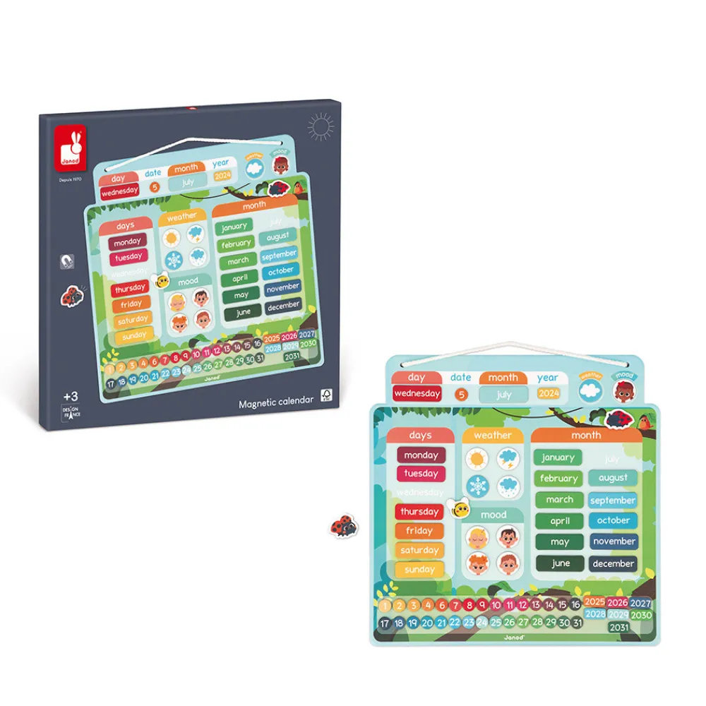 Janod Jeux Éducatifs Primaire|Jeux Éducatifs Maternelle*Calendrier Magnétique - Anglais
