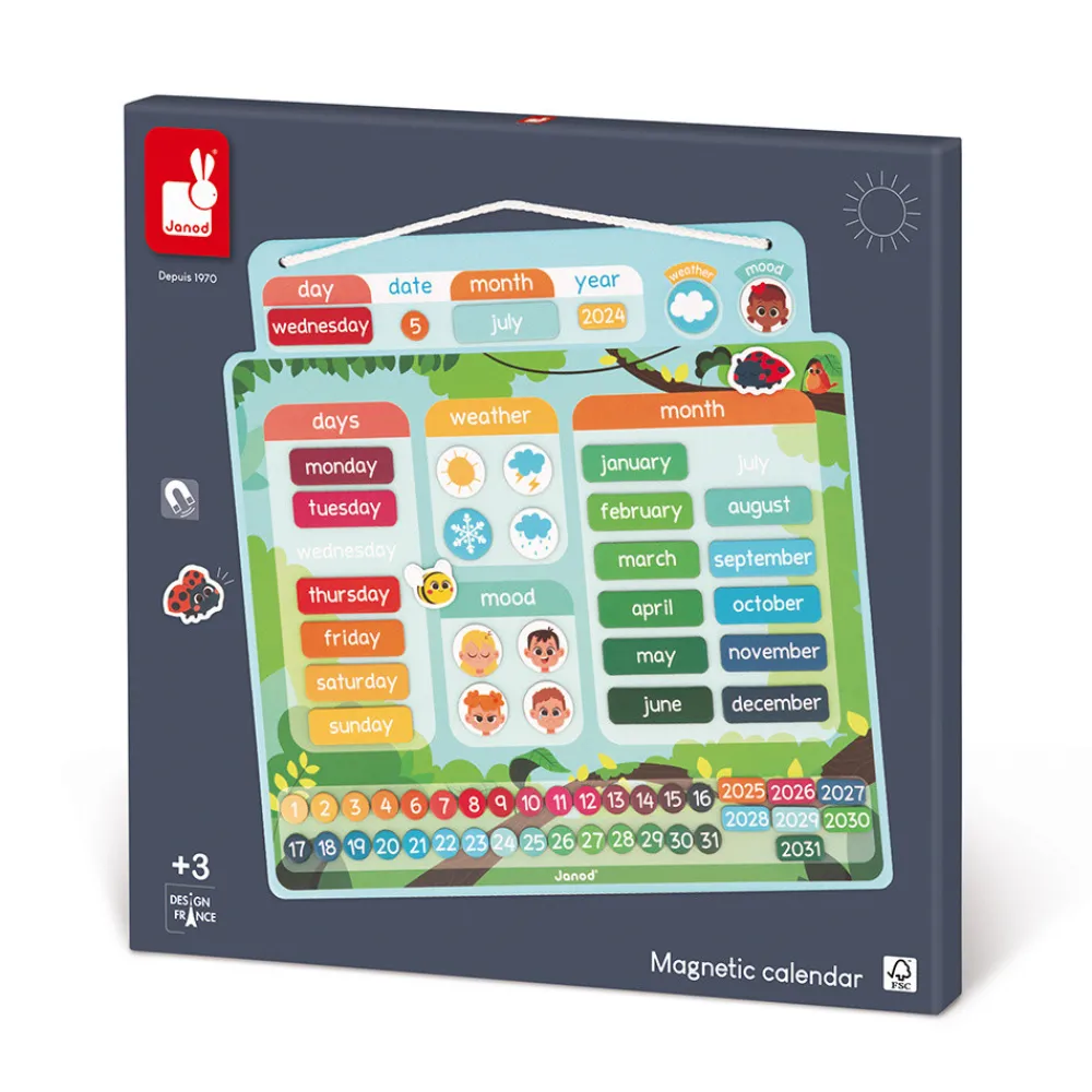 Janod Jeux Éducatifs Primaire|Jeux Éducatifs Maternelle*Calendrier Magnétique - Anglais