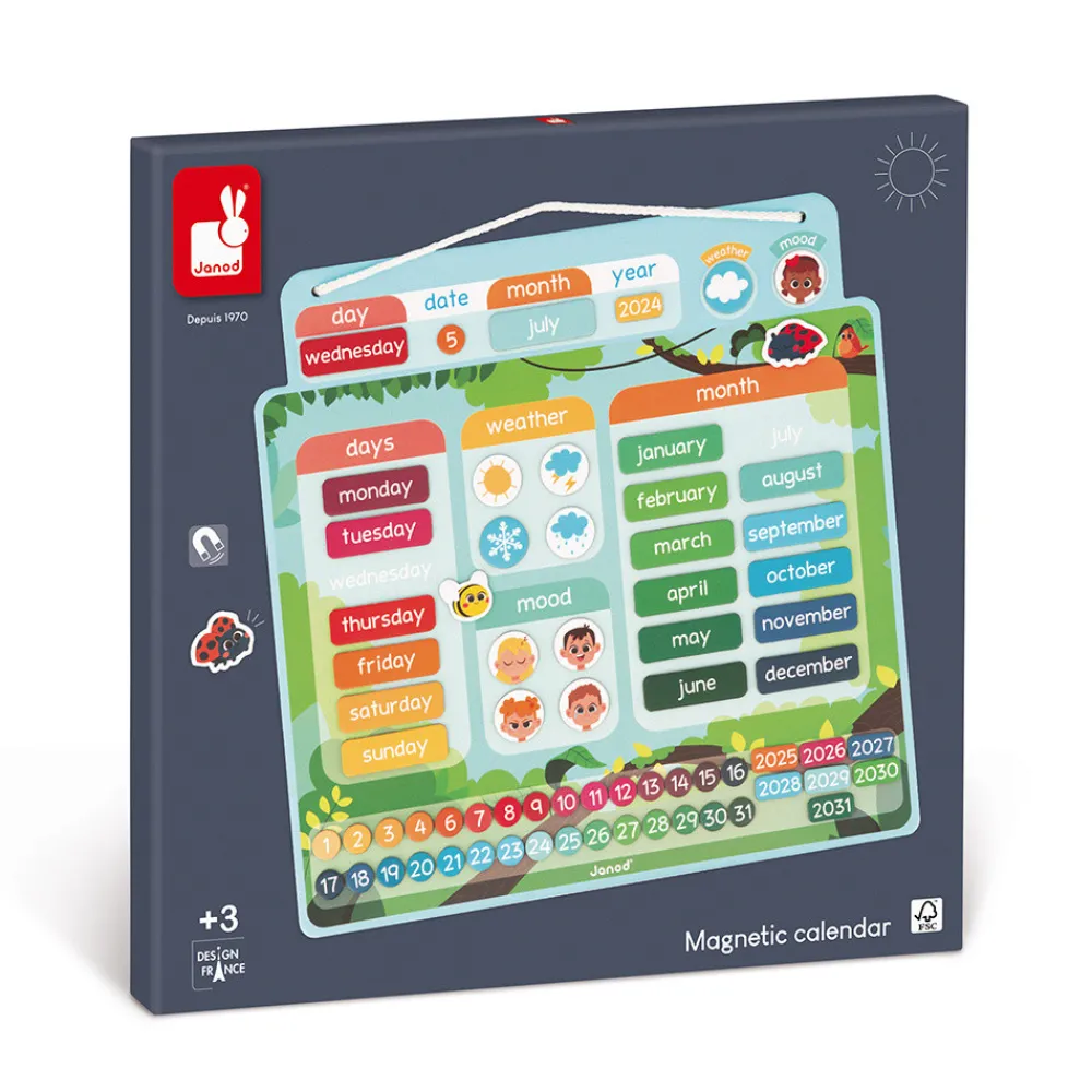 Janod Jeux Éducatifs Primaire|Jeux Éducatifs Maternelle*Calendrier Magnétique - Anglais
