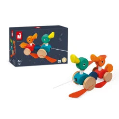 Janod Jouets À Promener & À Pousser*Canard Family à promener (bois)