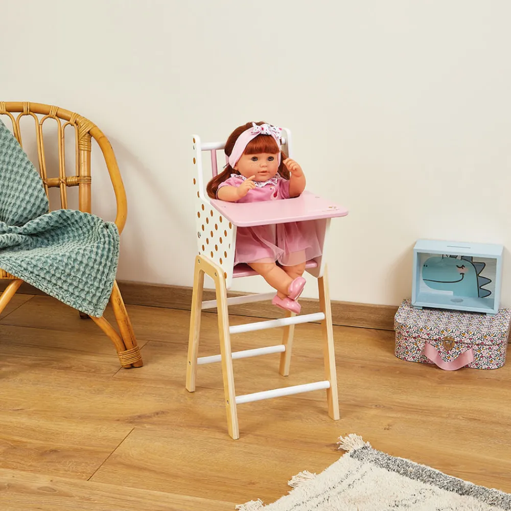 Janod Accessoires Poupons, Poupées & Ménage*Chaise Haute Candy Chic (bois)