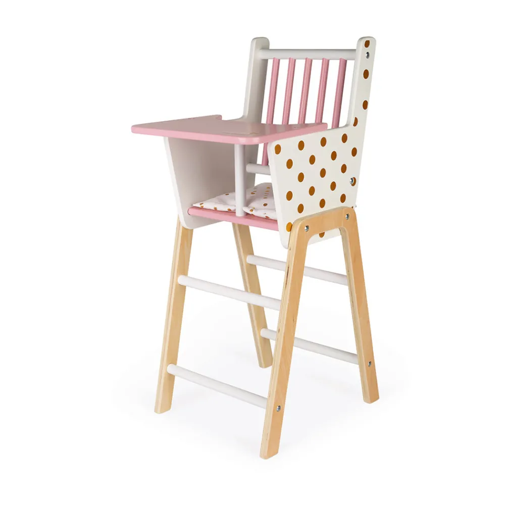 Janod Accessoires Poupons, Poupées & Ménage*Chaise Haute Candy Chic (bois)