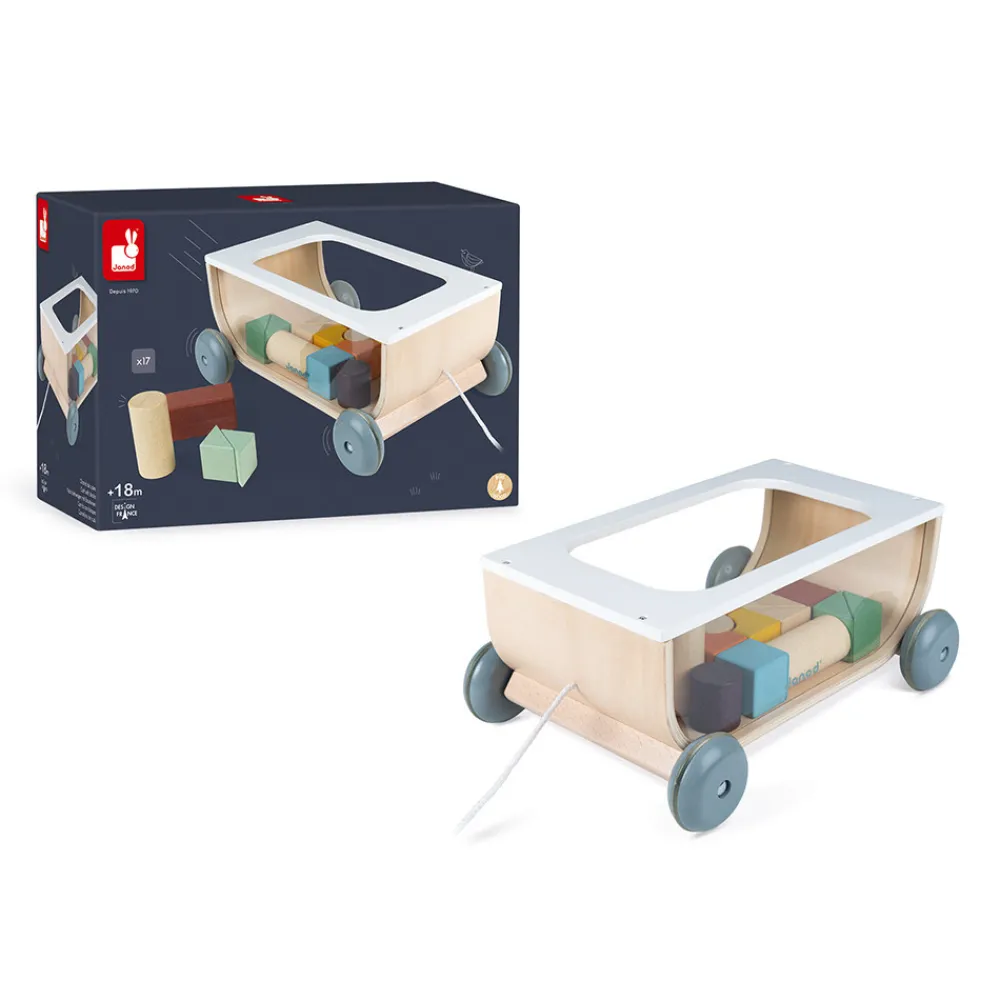 Janod Formes & Couleurs|Cubes & Pyramides*Chariot de Cubes Sweet Cocoon (bois)