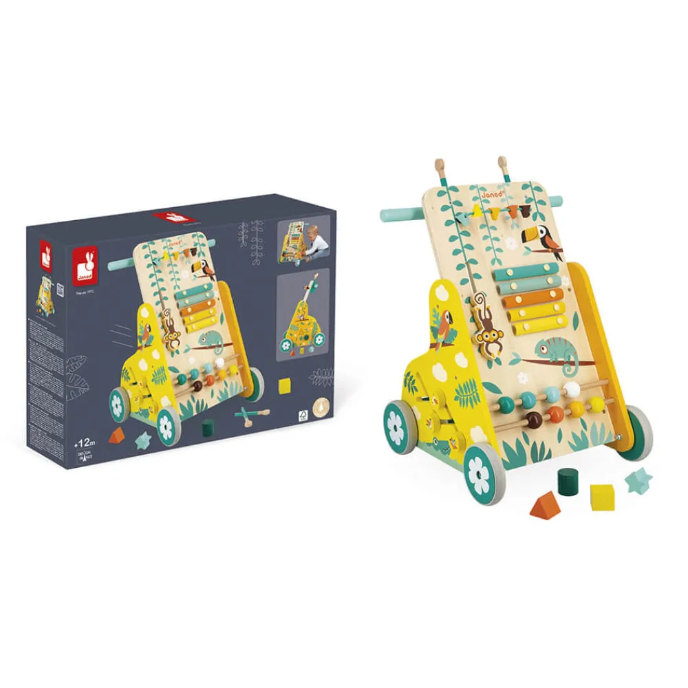 Janod Formes & Couleurs|Manipulation & Encastrement*Chariot de Marche Multi-Activités Tropik