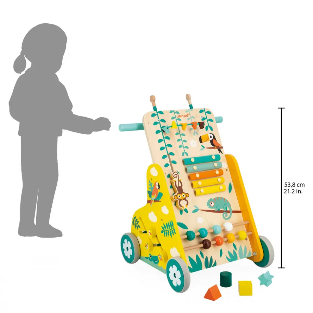 Janod Formes & Couleurs|Manipulation & Encastrement*Chariot de Marche Multi-Activités Tropik