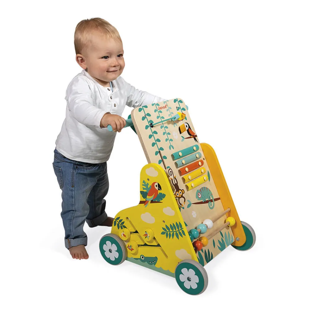 Janod Formes & Couleurs|Manipulation & Encastrement*Chariot de Marche Multi-Activités Tropik