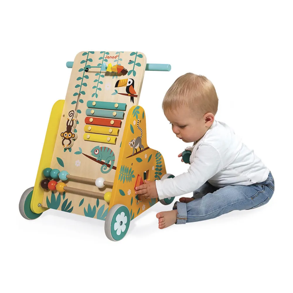 Janod Formes & Couleurs|Manipulation & Encastrement*Chariot de Marche Multi-Activités Tropik