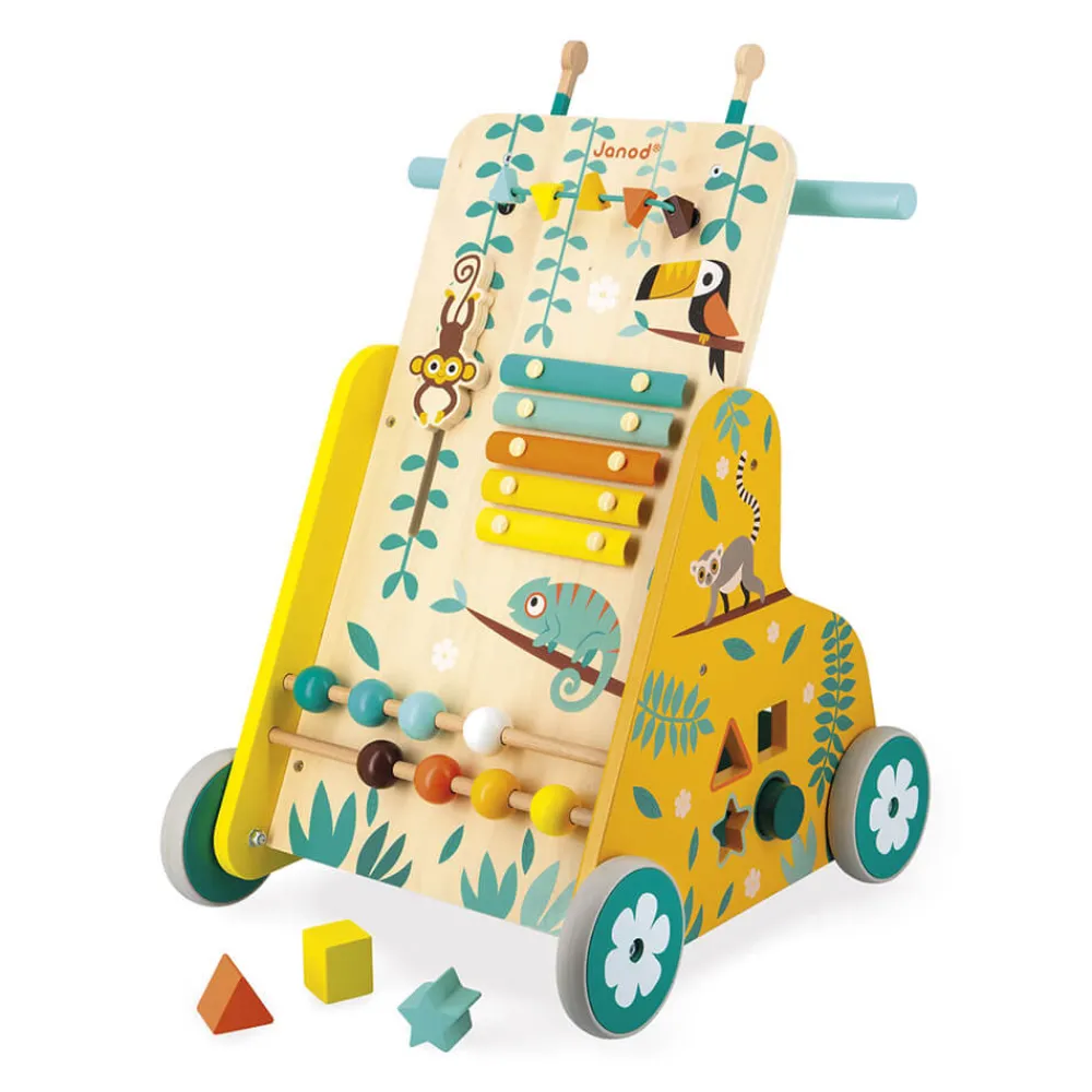 Janod Formes & Couleurs|Manipulation & Encastrement*Chariot de Marche Multi-Activités Tropik