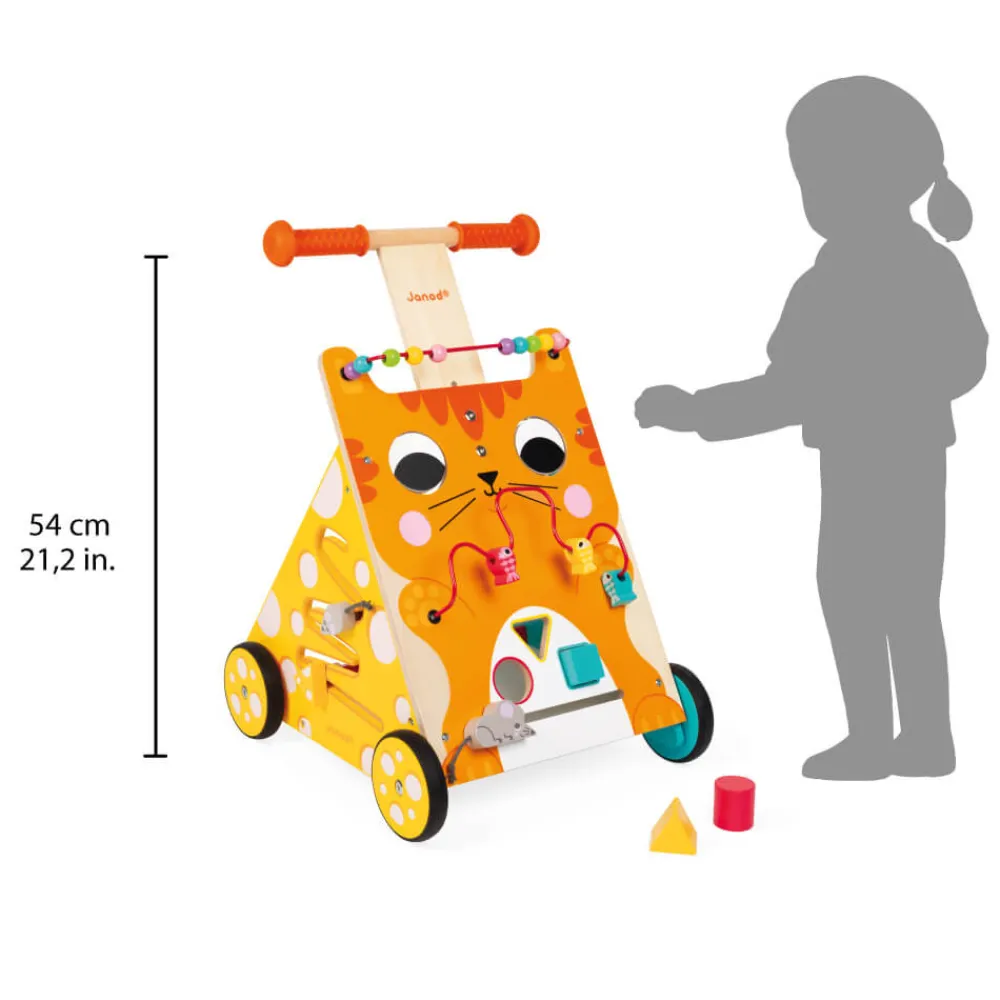 Janod Bouliers, Loopings & Panneaux D'Activités|Manipulation & Encastrement*Chariot Multi-Activités Chat (bois)