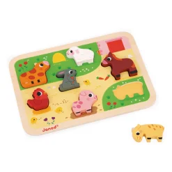 Janod Tracteurs & Animaux De La Ferme|Puzzles En Bois Premier Âge*Chunky Puzzle Ferme 7 pièces