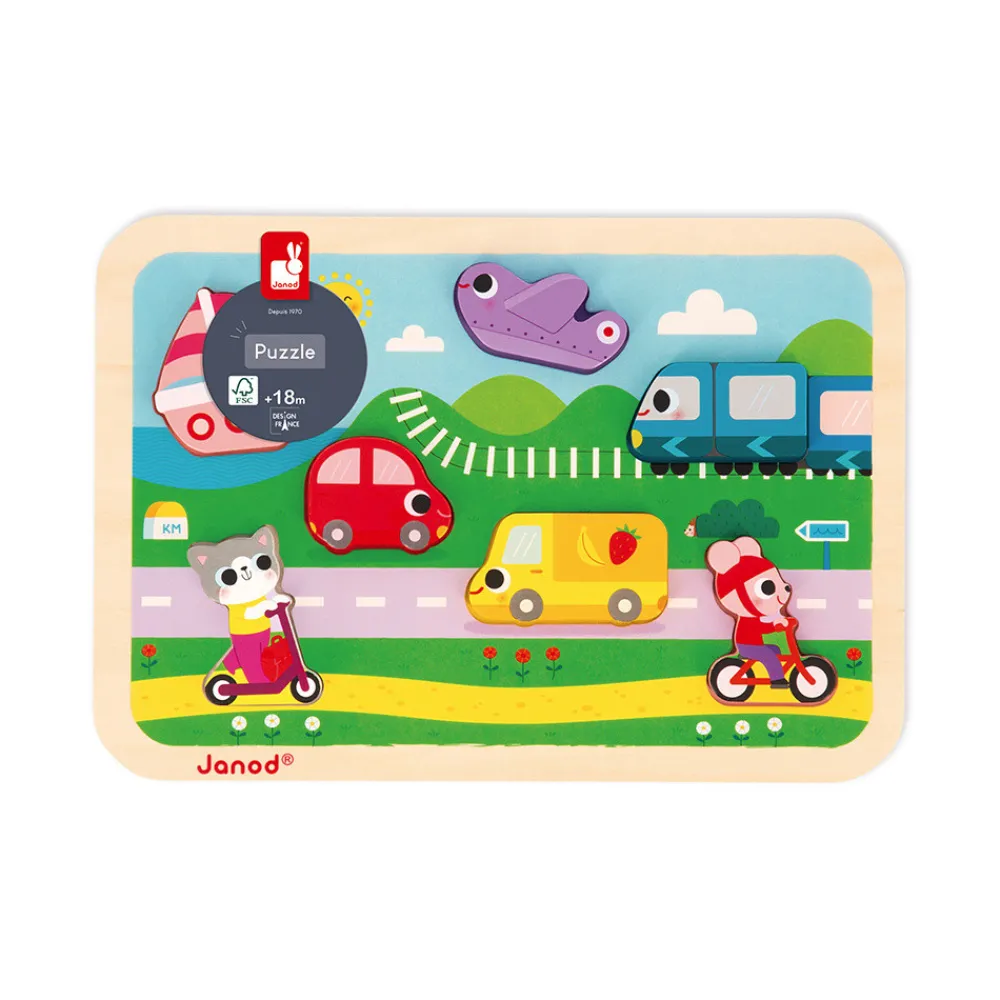 Janod Puzzles En Bois Premier Âge|Puzzles En Bois Premier Âge*Chunky Puzzle Véhicules 7 pièces