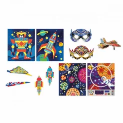 Janod Créations 3D|Sable, Paillettes, Dorure & Strass*Coffret Créatif Multiactivités Aventuriers de l'Air
