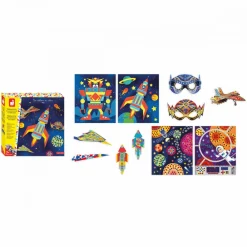 Janod Créations 3D|Sable, Paillettes, Dorure & Strass*Coffret Créatif Multiactivités Aventuriers de l'Air
