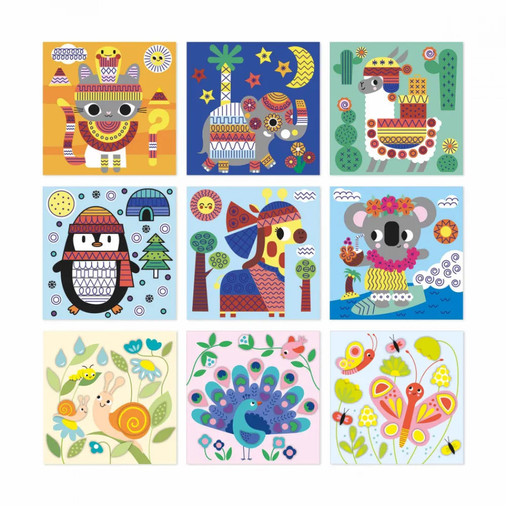 Janod Peinture Par Numéro & Coloriage|Mosaïques & Gommettes*Coffret Créatif Multiactivités - 4 ans