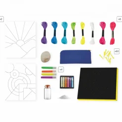 Janod Créations 3D|Sable, Paillettes, Dorure & Strass*Coffret Créatif Multiactivités Color Addict