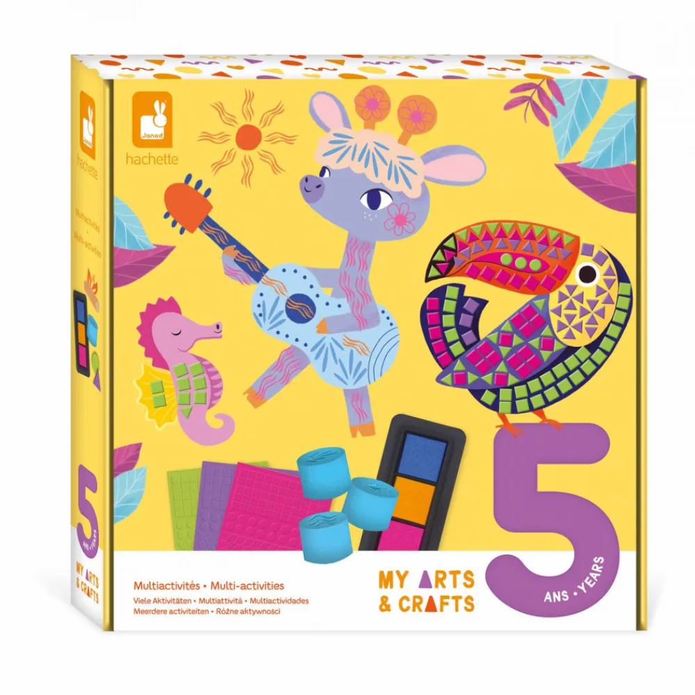 Janod Peinture Par Numéro & Coloriage|Mosaïques & Gommettes*Coffret Créatif Multiactivités - 5 ans