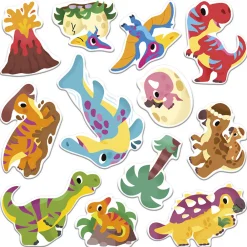 Janod Mosaïques & Gommettes*Coffret Créatif Stickers Epais Repositionnables Dinos - 2 ans