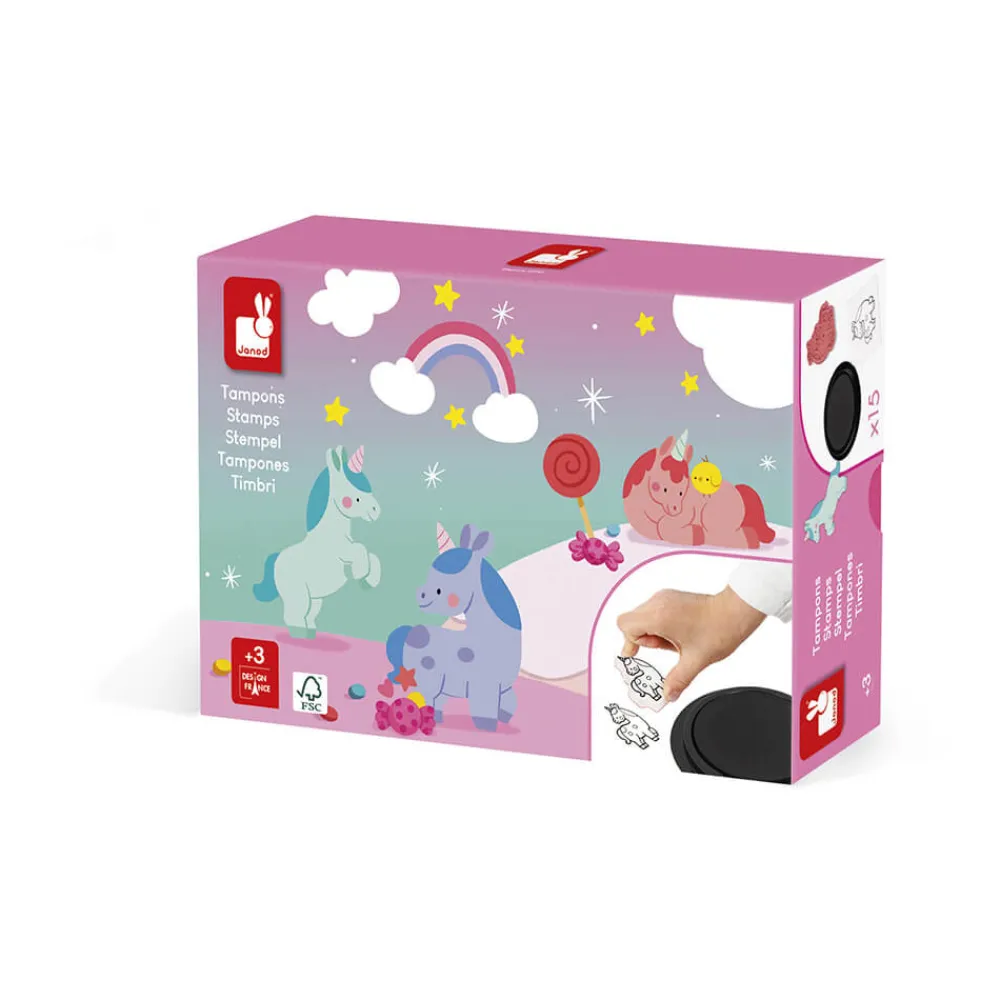 Janod Tampons & Papeterie*Coffret de 15 Tampons Unicorn Stampinoo