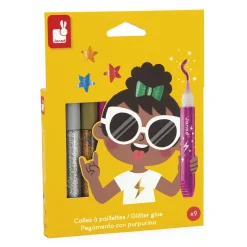 Janod Peinture Par Numéro & Coloriage|Tampons & Papeterie*Colle à Paillettes x9 tubes