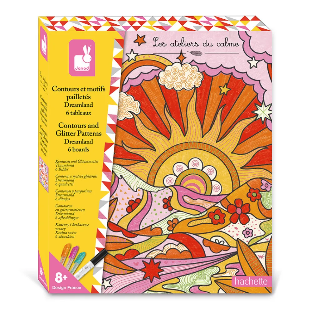 Janod Peinture Par Numéro & Coloriage|Collection "Les Ateliers Du Calme"*Contours Et Motifs Pailletés Dreamland