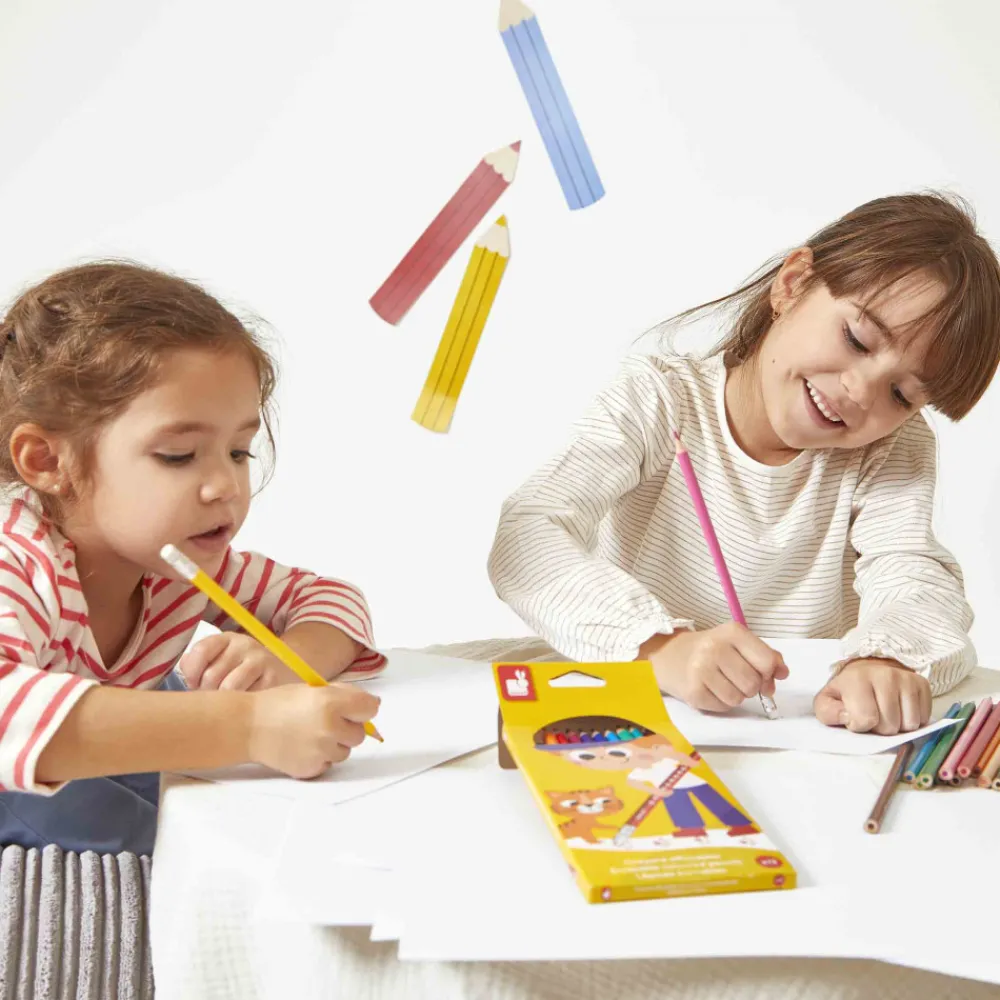 Janod Peinture Par Numéro & Coloriage*Crayons Effaçables x12