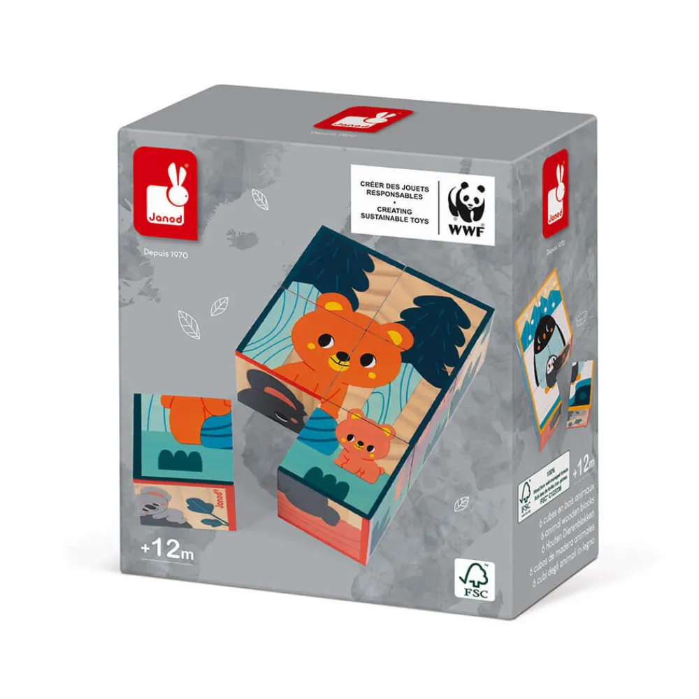 Janod Cubes & Pyramides|Manipulation & Encastrement*Cubes en bois animaux - Partenariat WWF®