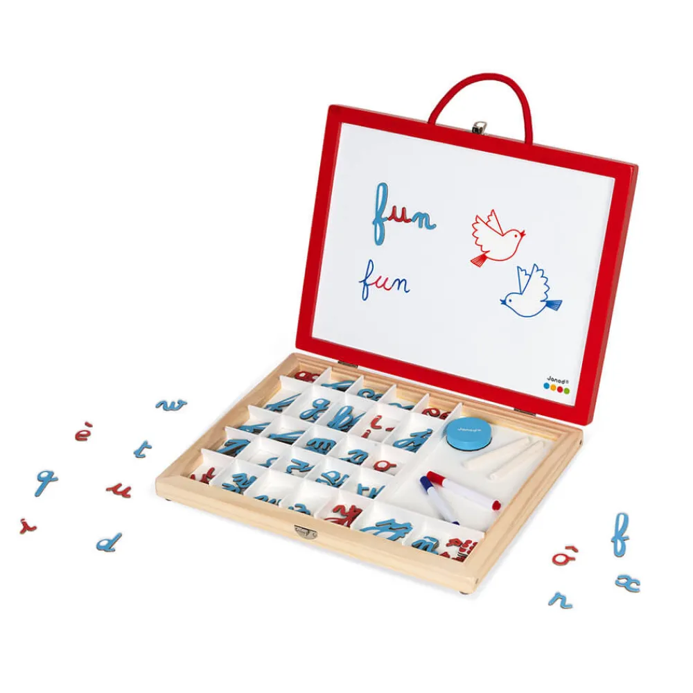 Janod Jeux Éducatifs Primaire|Jeux Éducatifs Chiffres & Lettres*Essentiel - Mallette de Lettres Cursives 4 en 1