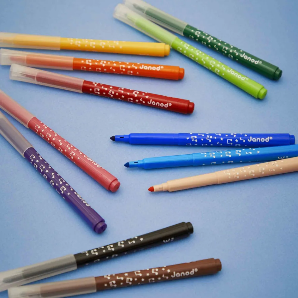 Janod Peinture Par Numéro & Coloriage*Feutres Longue Durée x12