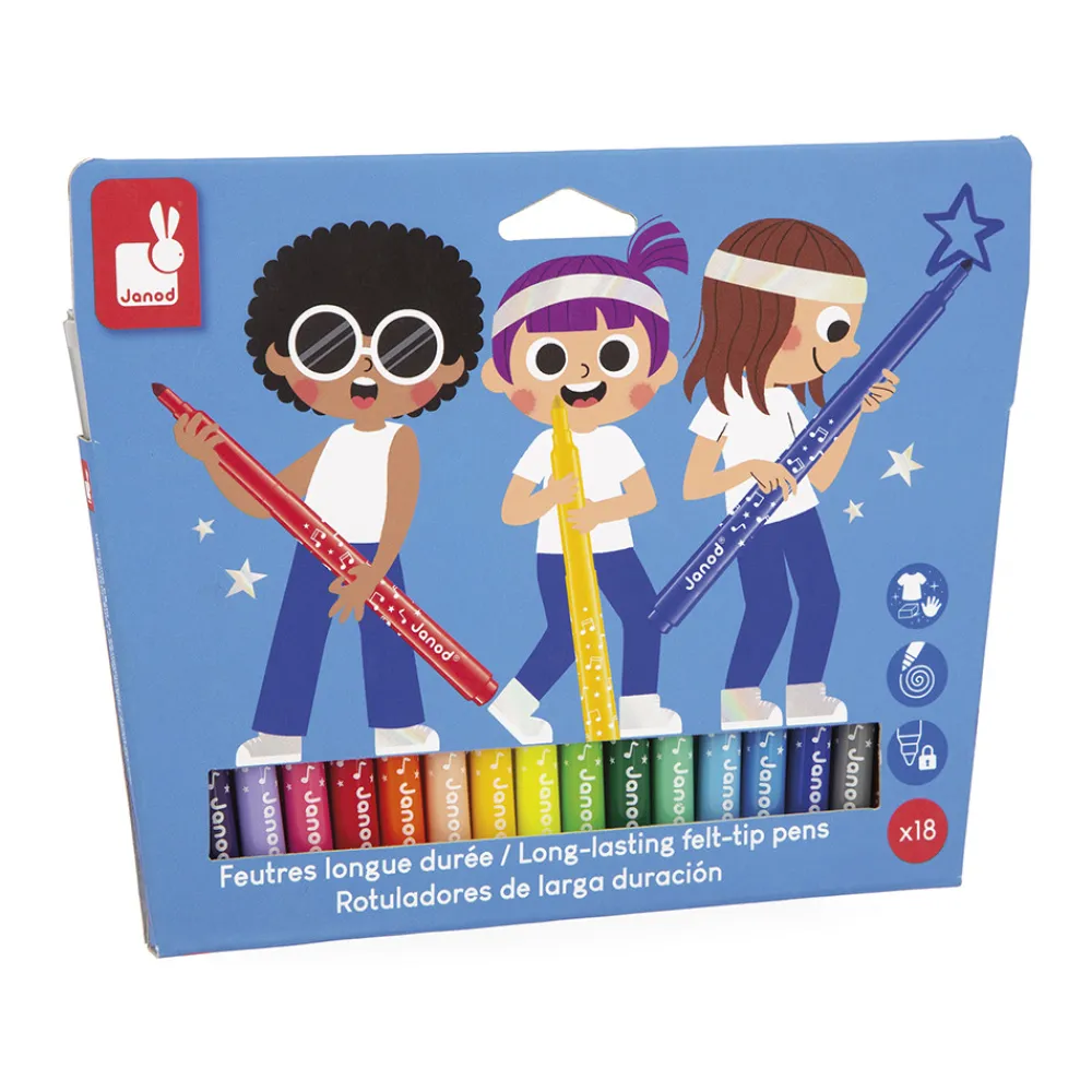 Janod Peinture Par Numéro & Coloriage*Feutres Longue Durée x18