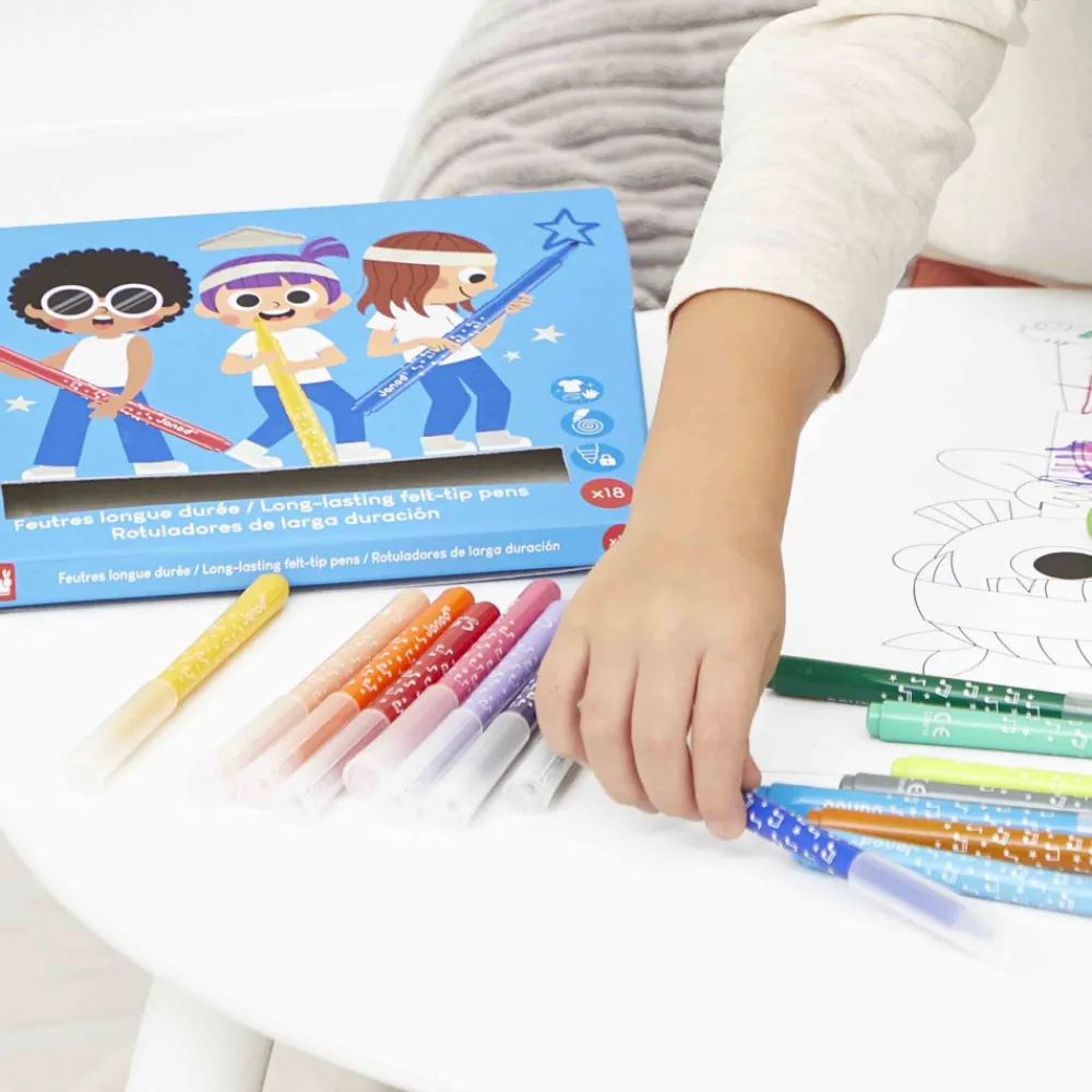 Janod Peinture Par Numéro & Coloriage*Feutres Longue Durée x18