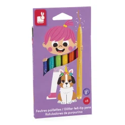 Janod Peinture Par Numéro & Coloriage*Feutres Pailletés x8