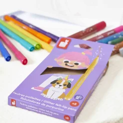 Janod Peinture Par Numéro & Coloriage*Feutres Pailletés x8