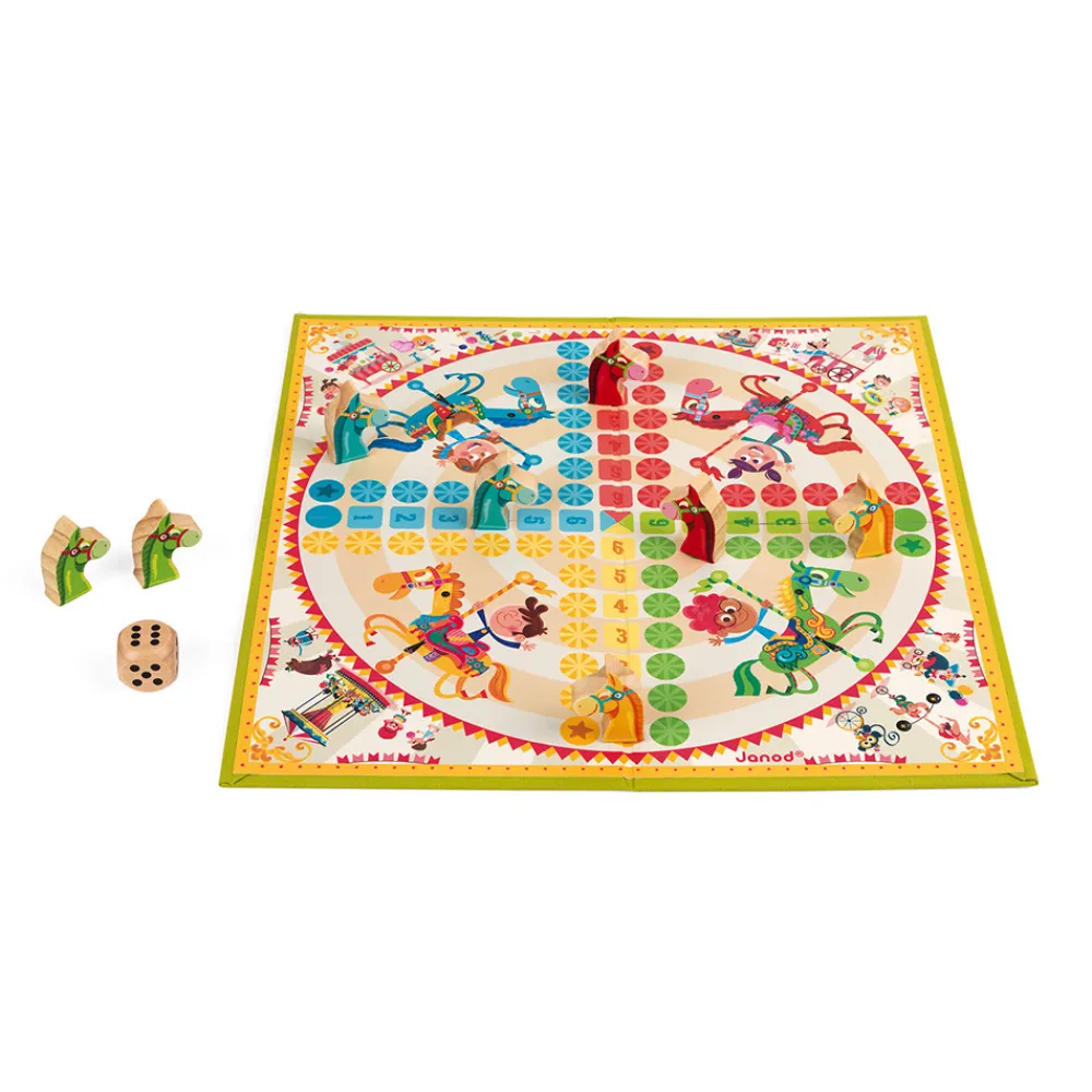 Janod Jeux De Parcours*Jeu de petits chevaux carrousel (bois et carton)