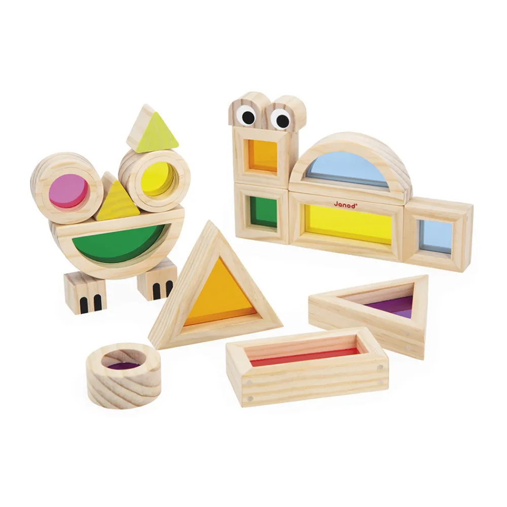 Janod Jeux De Construction|Formes & Couleurs*Jeu Sensoriel - Blocs Translucides